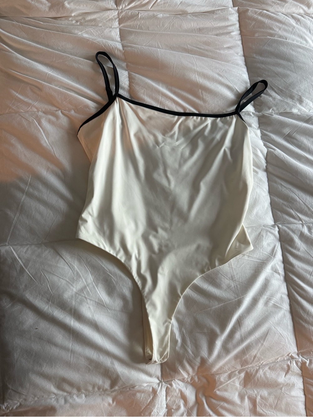 Hello Molly Cream Bodysuit with Black Trim
